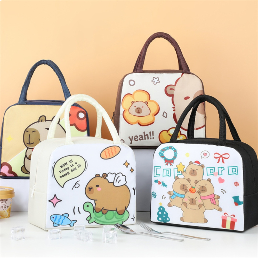 Tote Bag Sublimation - Cartoon Capybara Lunch Bag Insulated Food