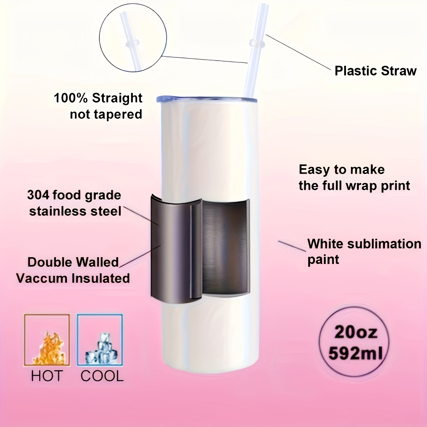 50/25/10 Pack Sublimation Tumb - Tumbler 20Oz White ulasan dan harga