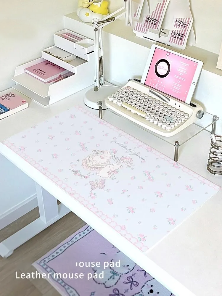 Cute Bunny Elegant Floral Leat - Mouse Pad Blank Sublimation ulasan dan harga