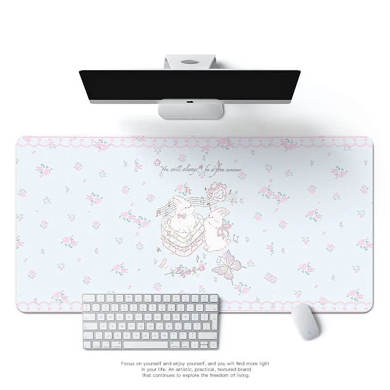 Cute Bunny Elegant Floral Leat - Mouse Pad Blank Sublimation ulasan dan harga