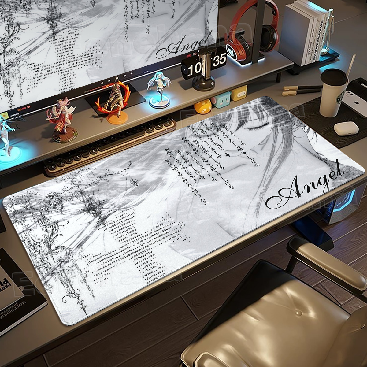 Black White Angel Mouse Pad La - Mouse Pad Blank Sublimation ulasan dan harga