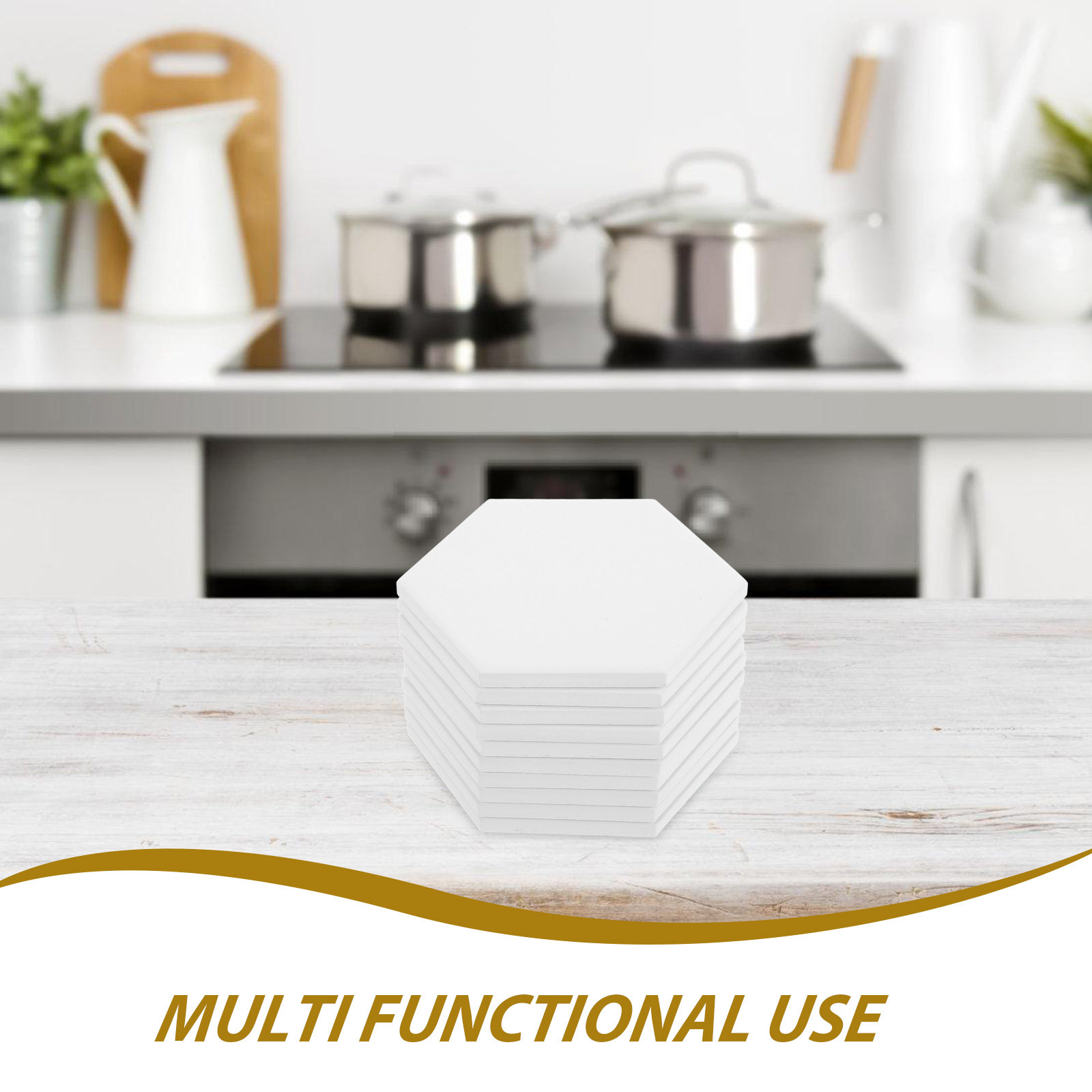 10Set White Hexagonal Ceramic  - Coaster Sublimation Blank ulasan dan harga