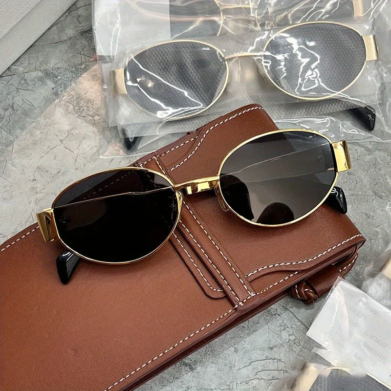 Retro Metal Frame Oval Sunglas - Metal Photo Panel ulasan dan harga