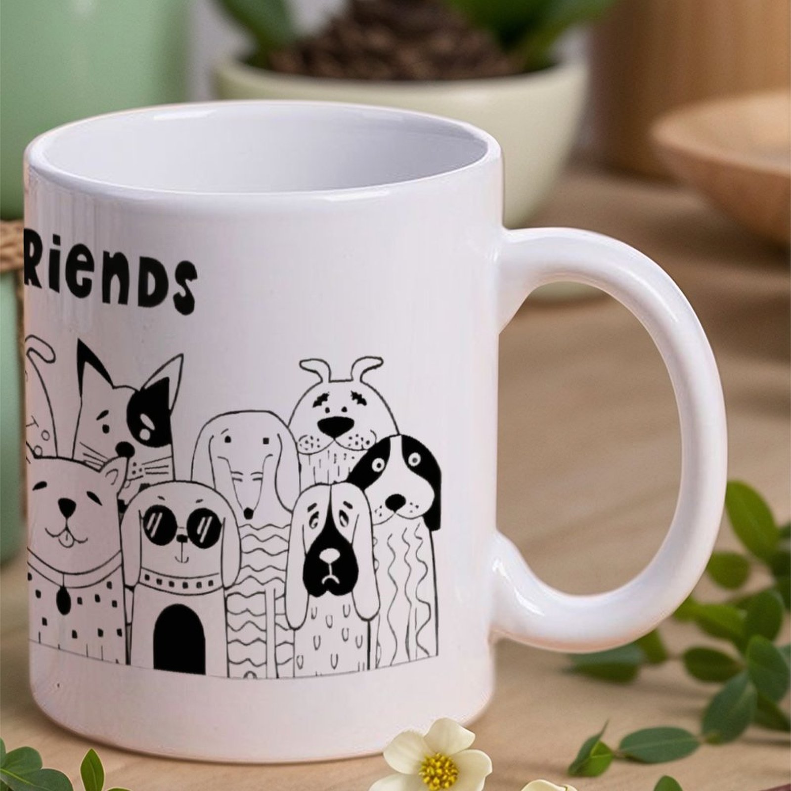 Illustration Of Dogs With The  - Sublimation Mug White ulasan dan harga